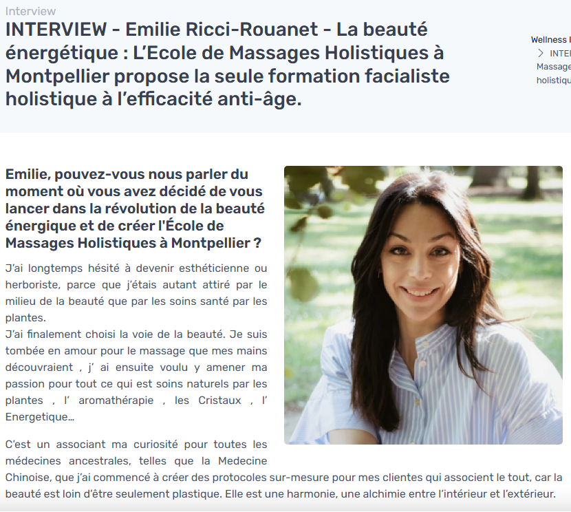 ecole massage holistique formation facialiste holistique soin énergétique Montpellier Avignon